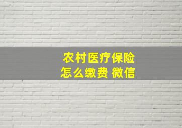 农村医疗保险怎么缴费 微信